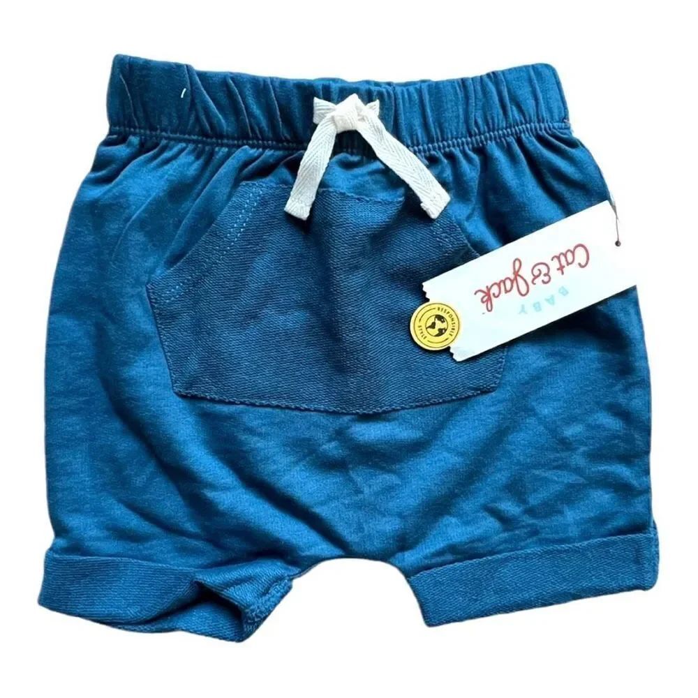 NWT Baby Girls Cat & Jack Cerulean Slouchy Sweat Shorts - Sz 6-9 mo